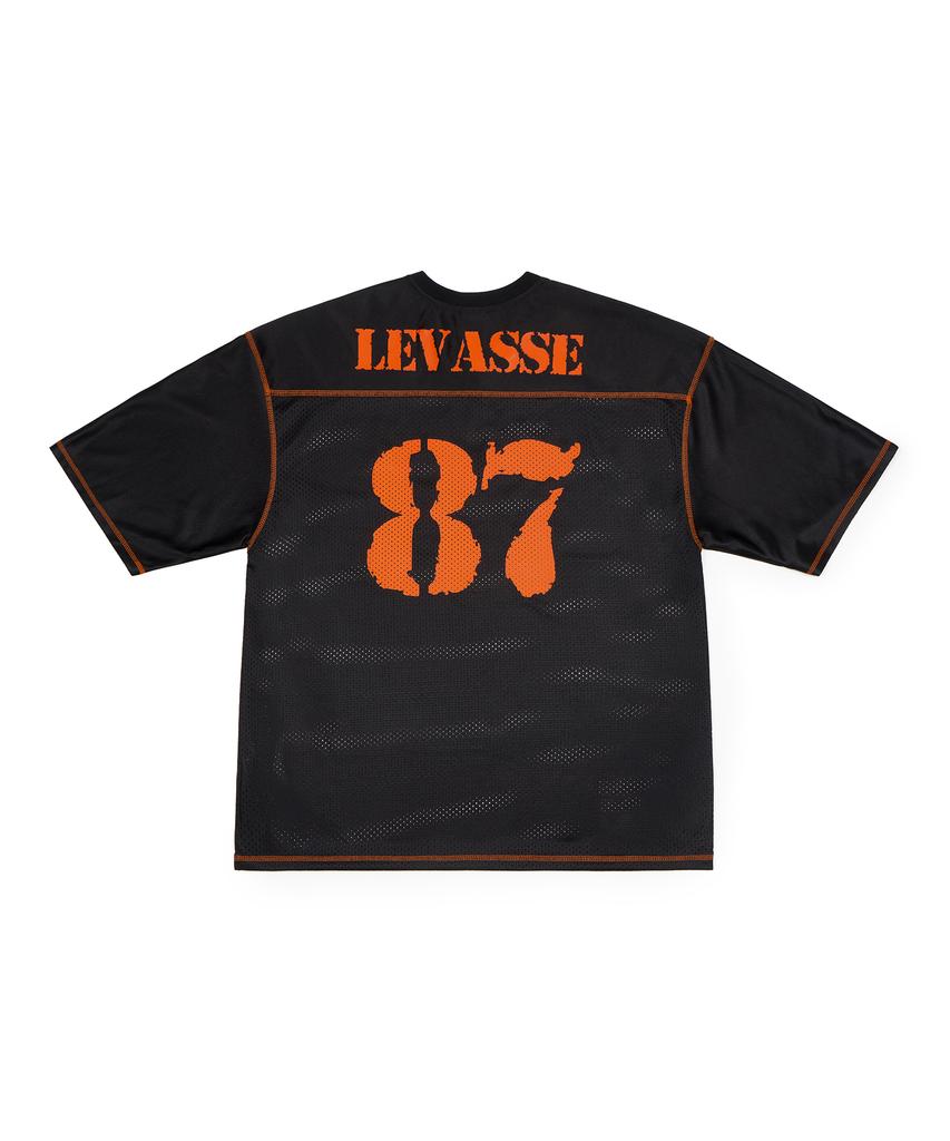 Leubase Mesh Rugby Shirt – Black (Orange Logo)