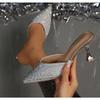 Summer New Pointed High Heels Women's Muller Shoes Transparent Water Diamond Sexy Fashion Thin Heel Women's Sandals