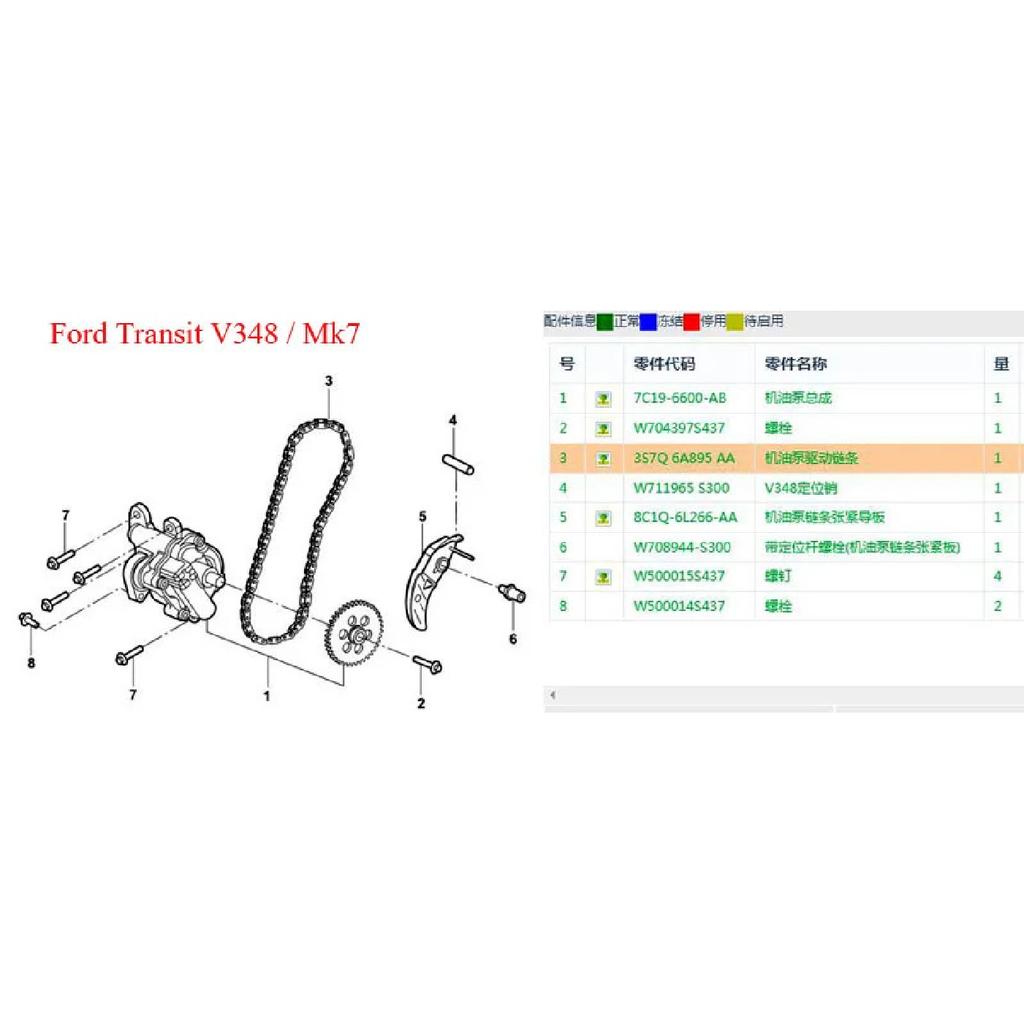 Genuine Oil Pump Timing Chain Oe# 3S7Q 6A895 AA For Ford Transit V348 Tourneo V362 Everest U375 Diesel 1235939 Auto Spare Parts