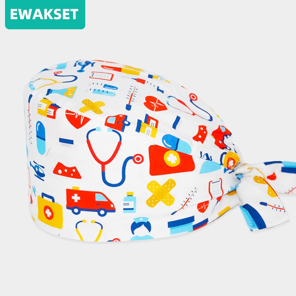 Dental Clinic Scrubs Caps with Sweatband Dentist Work Scrubs Beauty Work Hats Lab Nursing Scrubs Cap Gorro Enfermera