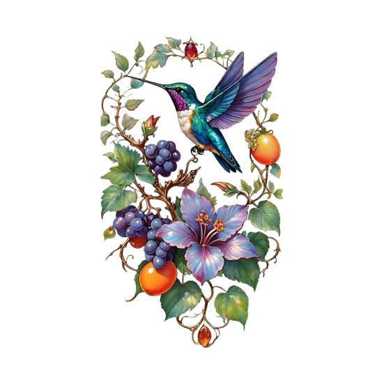 Hummingbird Window Clings Spring Bird Flowers Fruits Glass Doors Window Stickers Removable Non Adhesive Static Decals for Home Office A