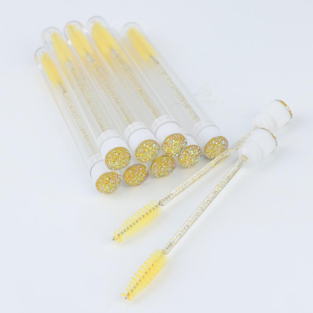 10pcs Eyelash Brush With Dust-proof Tube Container Reusable Crystal Disposable Lash Mascara Wand Makeup Applicator For Eyelash