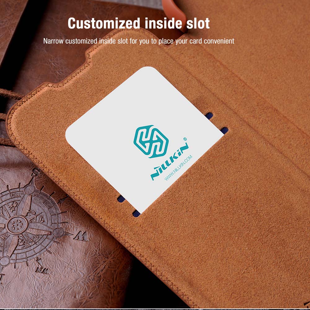 Xiaomi Redmi K40S K50 Pro ümbris Nillkin Qin Pro kaamera kaitsekate PU-nahast klappümbris kaarditaskuga