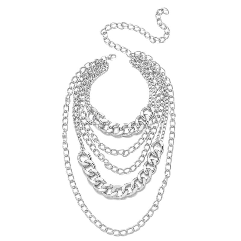 Exaggerated Thick Alloy Chain Necklace Modern Punk Style Layering Jewelry For Women Party Wear Comfortable