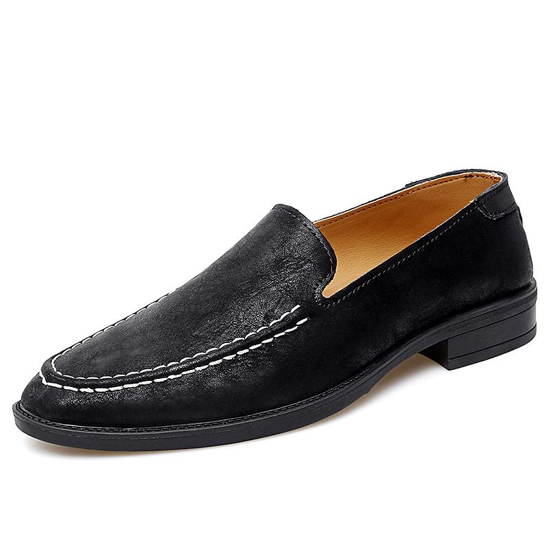 

Модная повседневная обувь для мужчин, удобная обувь для вождения, простые мокасины, офисные туфли на плоской подошве из натуральной кожи, универсальные туфли для светского образа 48 чёрный