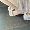 Sheepskin lady style bow literally square head high heels open-toed slippers women's summer leather cool slippers