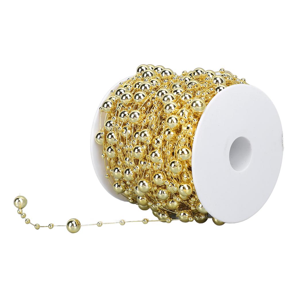 1 Roll Pearl Beads Chain Artificial Pearl Strand Trim String for Flower Wreath Wedding Bouquet