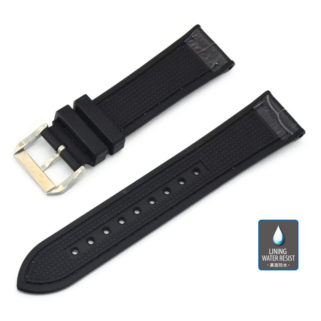 CASSIS Watch Strap/band, Calfskin, Waterproof Backing, ROCHELAIS GRAIN, Gray, 20mm, Includes Replacement Tool, U1128SA1