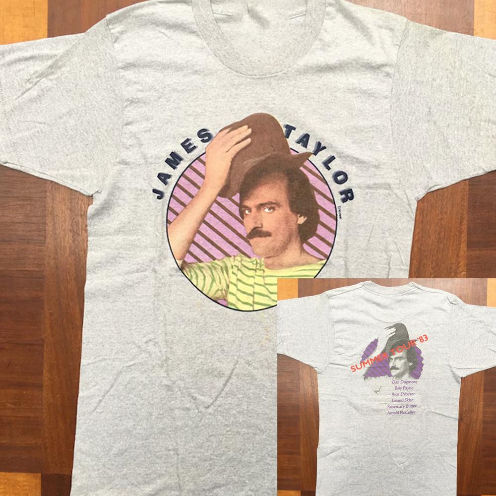 Винтажная футболка James Taylor Summer Tour 83 серая унисекс XZ781 Унисекс футболка XXXXL