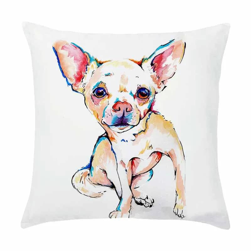 Customizable Home Square Soft Sofa Bed Pillow Cover Painted Dog Decorative Cartoon Puppy