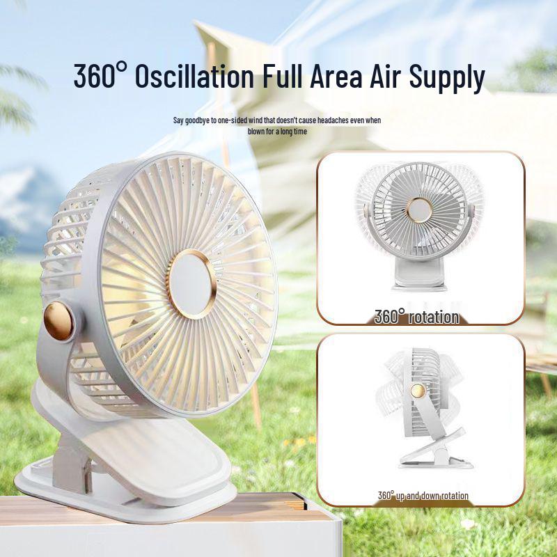 Five-Speed USB Rechargeable Silent Clip Fan for Bedroom, Desk, or Dorm