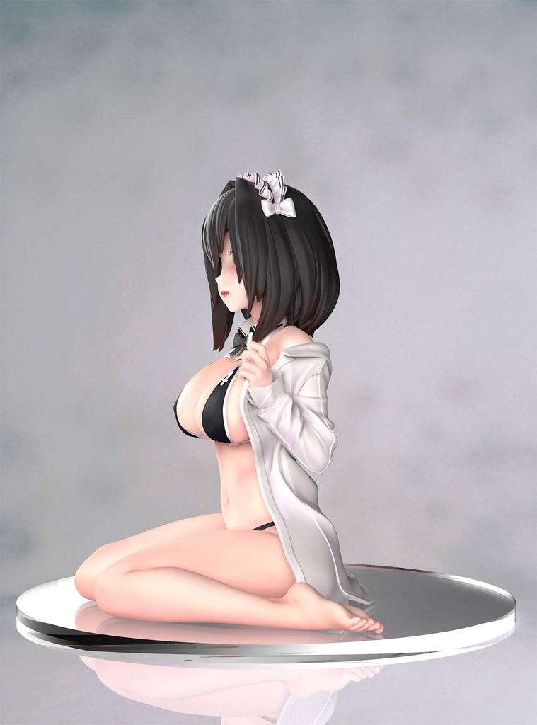 Manga artist and illustrator Shinchogen's "Black Swimsuit Maid" painted finished figure