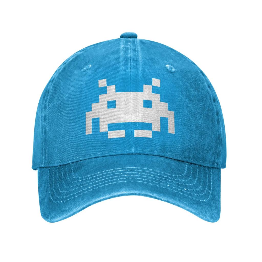 Washed Baseball Cap Space Invaders Summer Trucker For Unisex Unisex Shooting Video Game Print Kpop Sun Baseball Caps