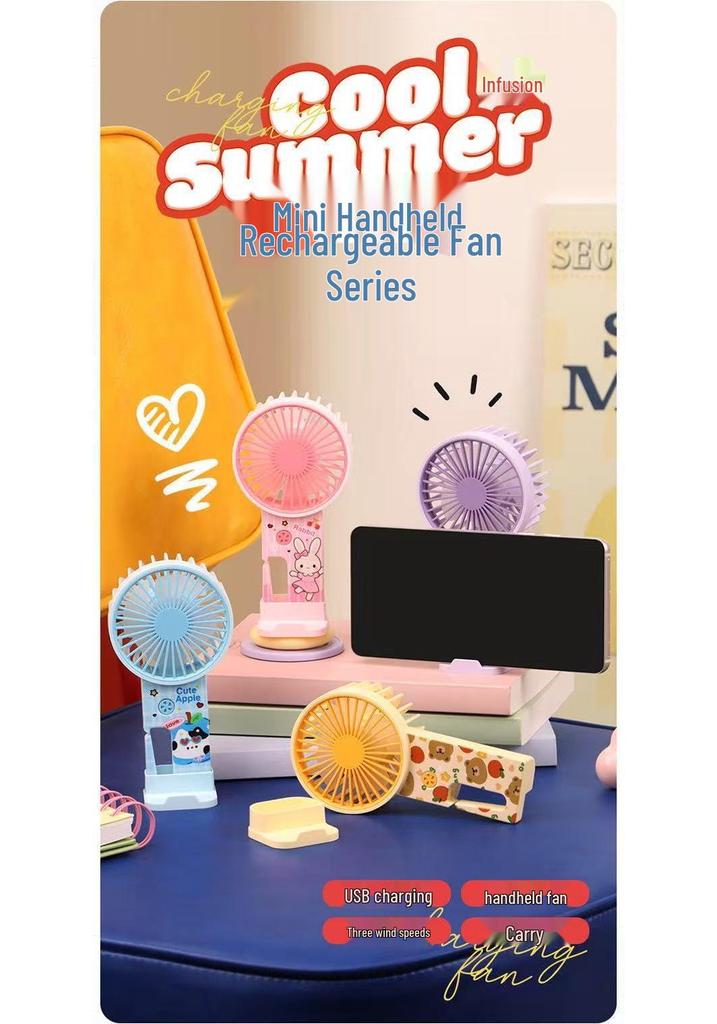 Summer Cartoon USB Rechargeable Mini Portable Fan