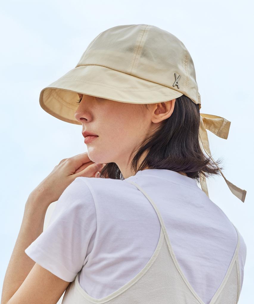 Bajal Va Studded Ribbon Bonnet Hat Beige