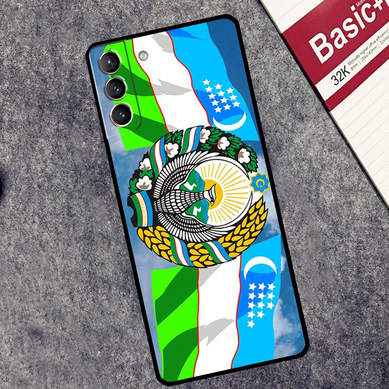 Emblem of Uzbekistan National Flag Case For Samsung Galaxy S25 S26 Ultra S20 S21 S22 S23 S10 Plus S25 FE S24 Ultra Cover Coque