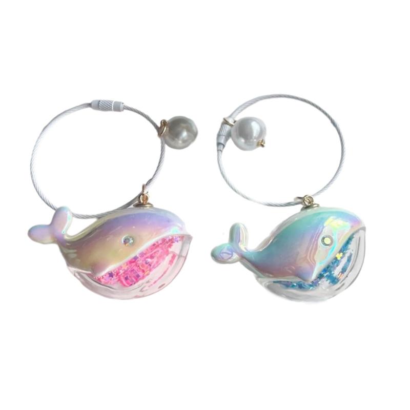 Set of 2 Unique Whale Keychain Fashionable Key Accessory Keyring Lanyard Acrylic Texture Suitable for Everyday Use