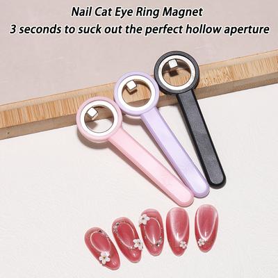 Nail Art Tool Ring Cat's Eye Magnet, Hollow Cat's Eye Manicure Tool, Strong Magnetic Perfect Halo