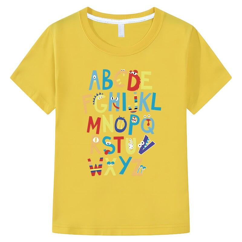 Alphabet Lore Dětská trička 100% bavlna Cartoon Tops y2k chlapecké oblečení dívka oblečení jednodílné tričko pro děti chlapec 10 let