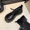 Spot Second Hair~ 2025 New Retro Black Single Shoes Women's Leather Thick-soled Versatile British Style Lace-up Small Leather Shoes.