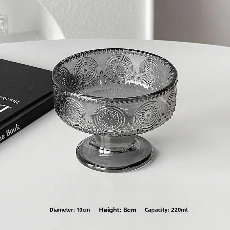 High Foot Glass Bowl Ice Cr Dert Cup for Home Use Ele Design for Yogurt Pudding Ice Cr Milkake Mousse