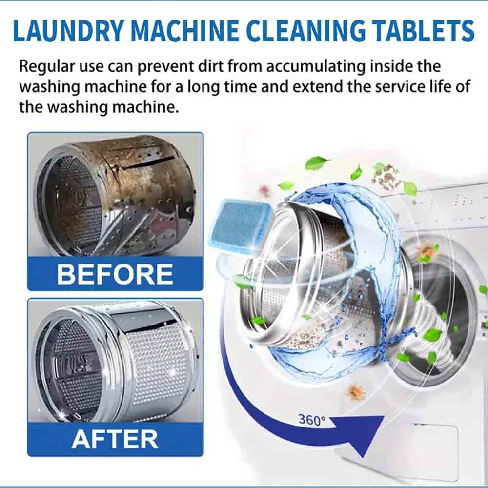 12 Pieces Of Washing Machine Cleaning Front Loading Washer Cleaner Cleaning for Removing Dirt Deep Cleaning and Instant Cleaning