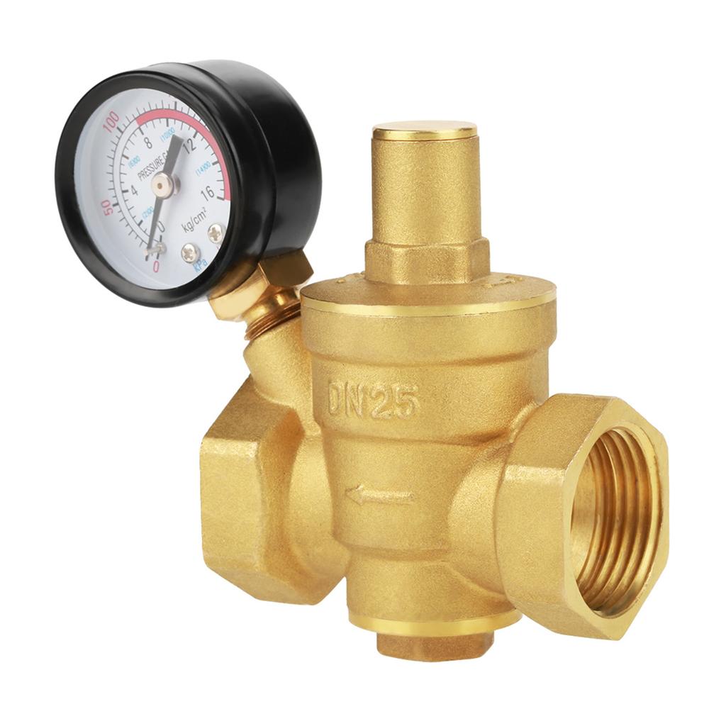 DN25 Brass Adjustable Water Pressure Reducing Regulator Reducer  Gauge Meter
