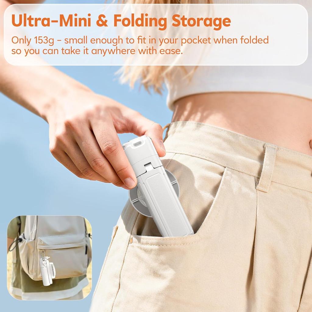 Magnetic Mini Selfie Stick for iPhone, 4 In 1 Portable Pocket Size Tripod for iPhone MagSafe/Android with Remote/Cold Shoe Mount