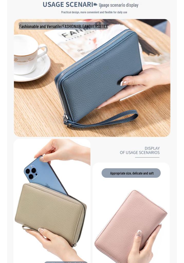 Genuine Leather Women's Anti-Theft Passport Holder & Large Capacity Wallet
