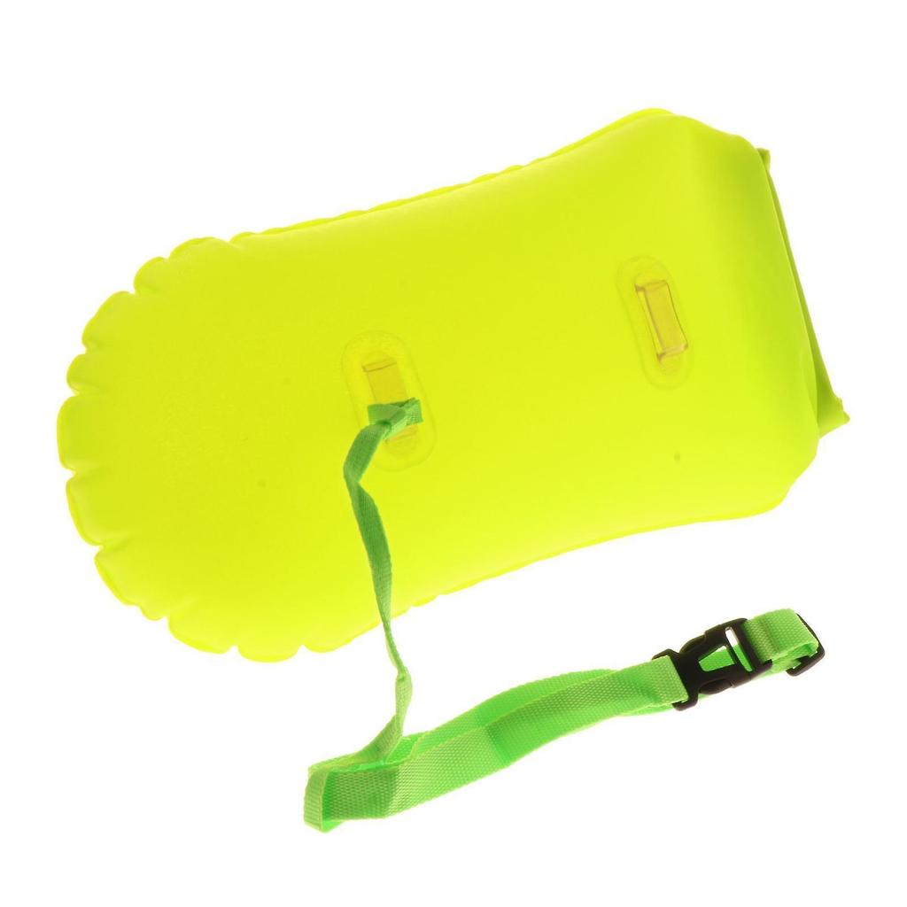 Swim Bubble Tow Float Buoy Inflatable Air Bag Open Water 20L Yellow 27x63cm