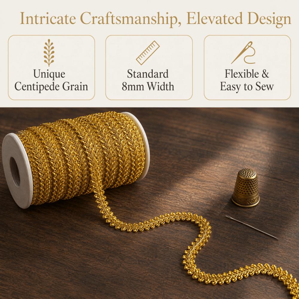 Gold Silver Tone Flat Weave Ribbon 42M Length 8mm Width Garment Accessory Lace Dance Dress Trim