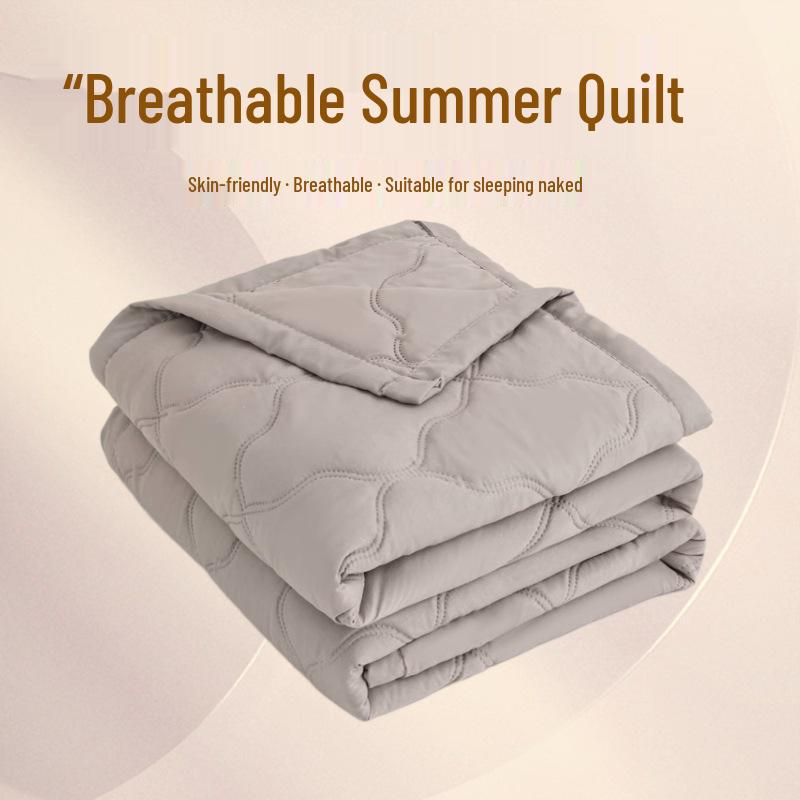 INS Skin-Friendly Washable Cotton Summer Quilt - Brushed Flannel Cooling Blanket for Dorms