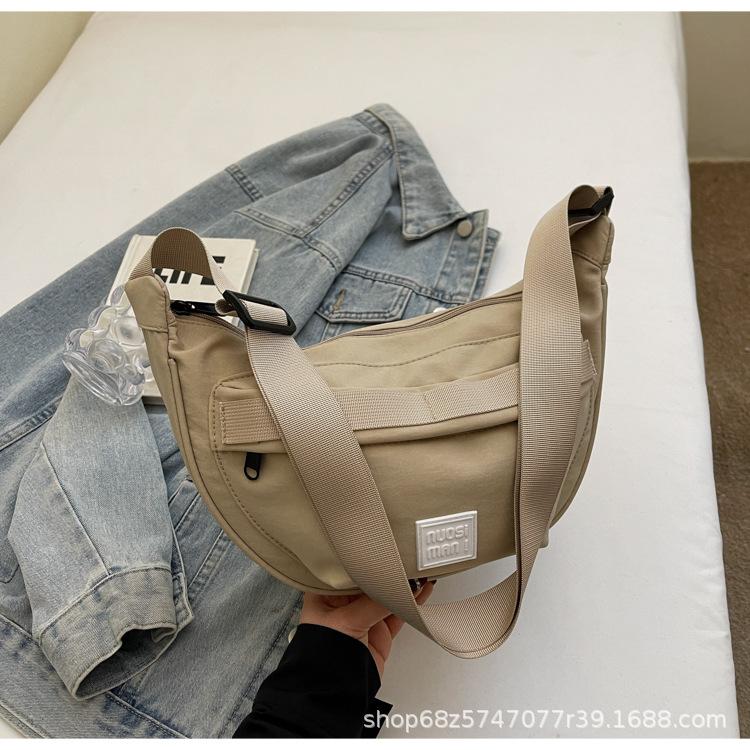 

ins trendy breast bag simple and lightweight shoulder bag fashion niche wide shoulder strap messenger bag daily commuter bag small bag хаки