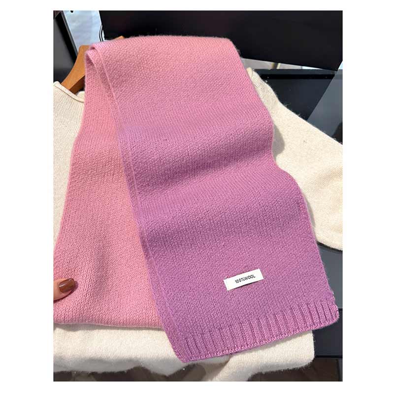 Knitted Scarf Women 100% Wool Winter Warm Scarves Bright Solid Color Design Thickened Shawl Soft Triangle Pashmina Neck NEW