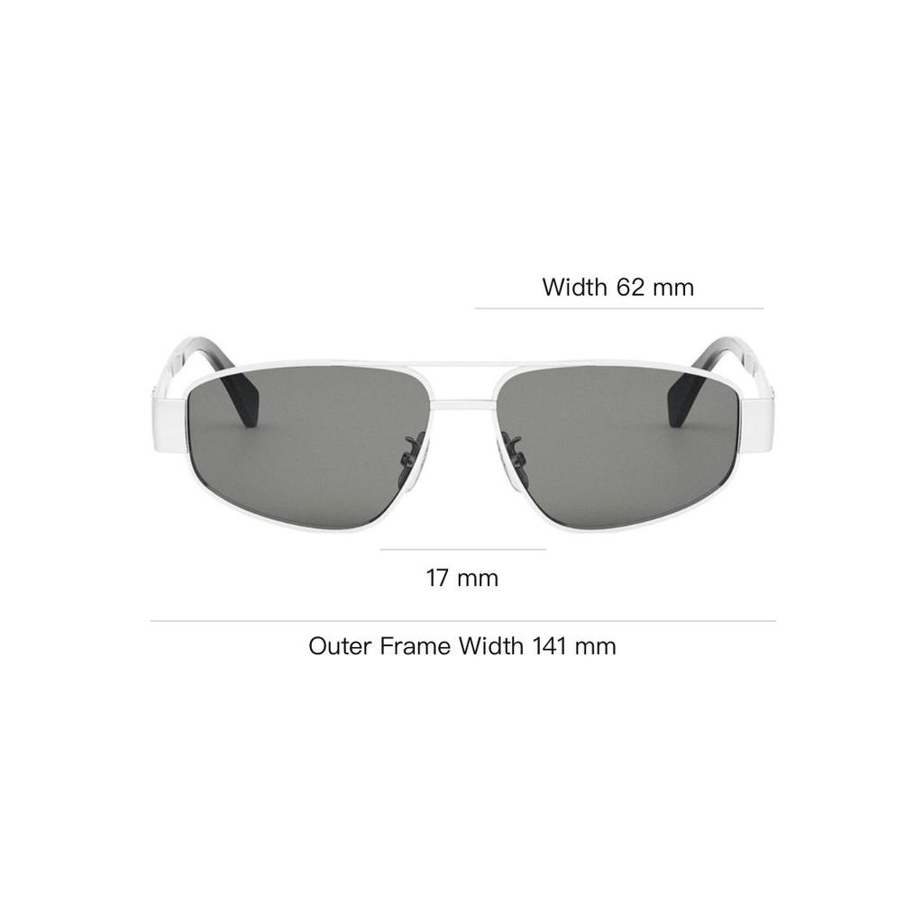 Celine Mirror Leg Sculpted Aviator Sunglasses Men Sunglasses Silver CL40281U.