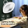 Tragbarer elektrischer Ventilator mit Tischlampe, Sommer-Desktop-Mini-Ventilator, wiederaufladbarer USB-Deckenventilator für Küche und Outdoor-Camping