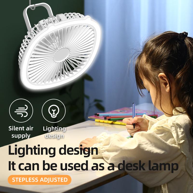 Lampă de masă portabilă Ventilator electric Mini ventilator de birou de vară Ventilator de tavan reîncărcabil prin USB Ventilatoare de bucătărie și de camping în aer liber