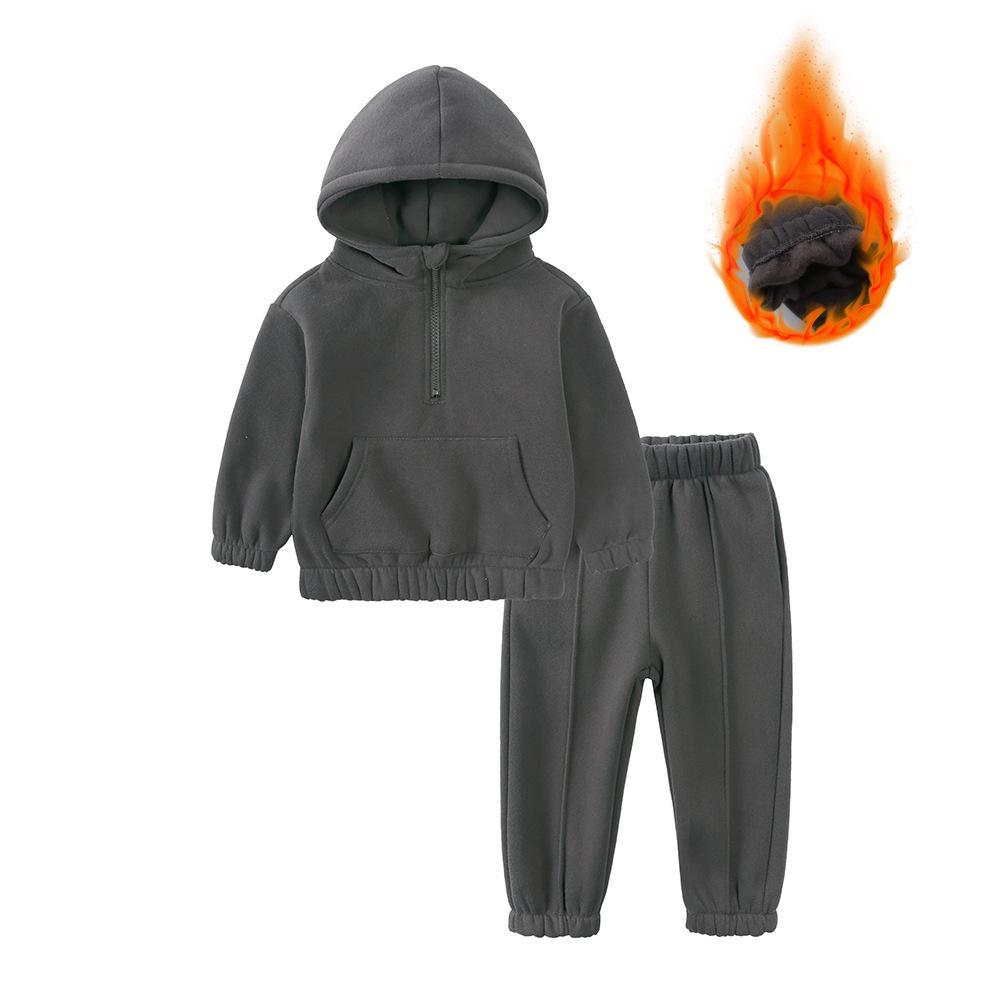 2025 Kids' Autumn/Winter Sweatshirt Set: Casual Hooded Two-Piece for Boys and Girls