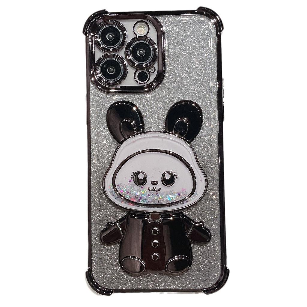 Electroplating model is suitable for iPhone17Promax mobile phone case cute Apple 16/15 quicksand rabbit 14/7P soft XR