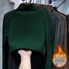 Women's Slim Fit High Neck Plush Long Sleeve T-Shirt - Autumn/Winter Versatile Base Layer