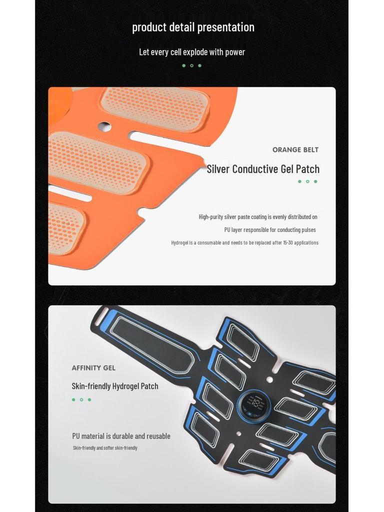 Rechargeable EMS Smart Abdominal Trainer with Digital Display - Muscle Stimulator & Massager Fitness Equipment.