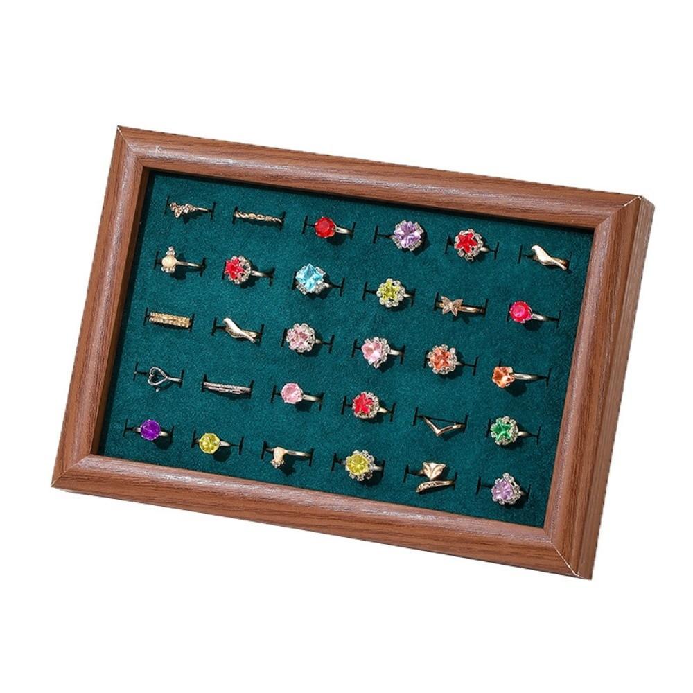 Velvet Rings Display Tray 30 Slot Finger Ring Storage Rack Fashion Jewelry Trays  Display Props