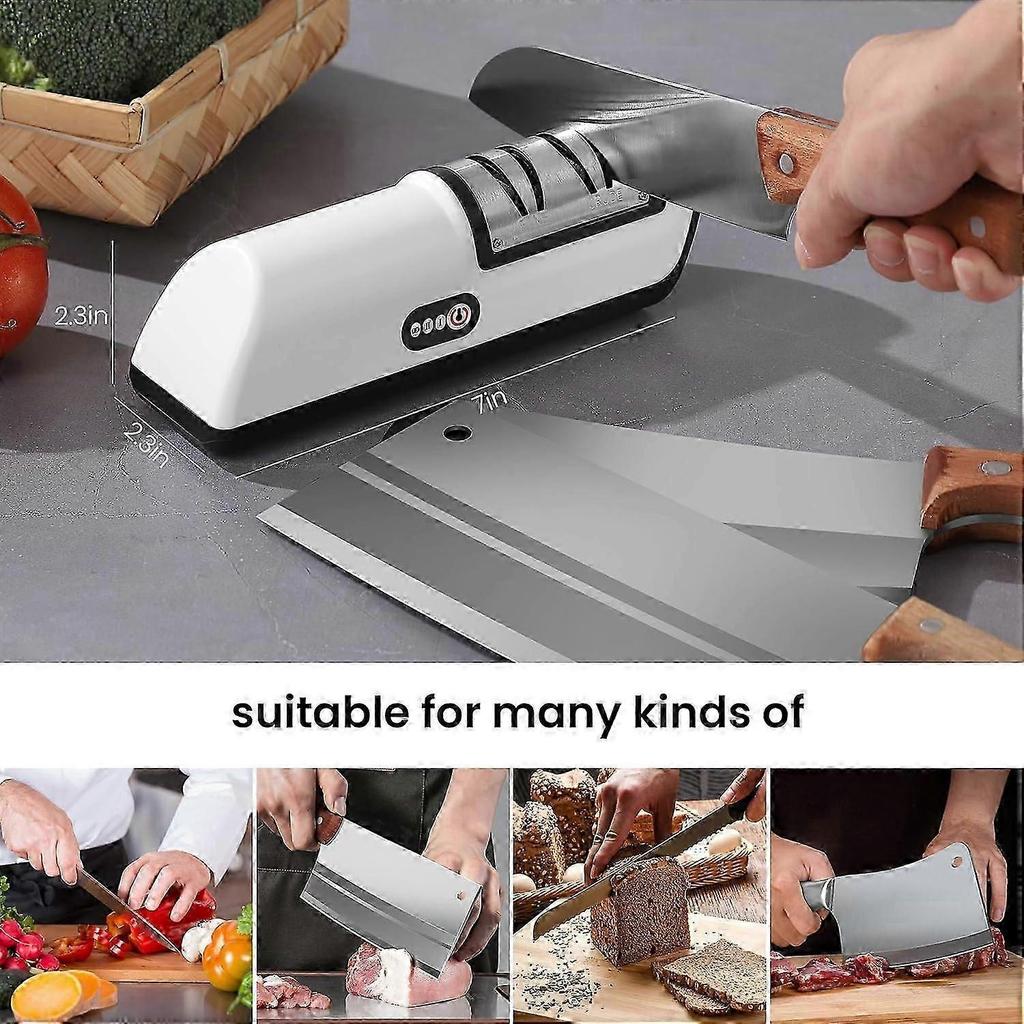Knife Sharpener Professional 2-Stage Electric Knife Sharpener, Knife Sharpener for Kitchen Knives with Quick Sharpening and Polishing Function, Easy
