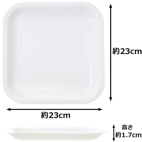 Strix Design Paper Plates, Square, 24-Piece Set, White, Approx. 9.8 X 9.8 X 0.6 Inches (23 X 23 X 1.7 Cm), Water-Resistant and Oil-Resistant, Disposab