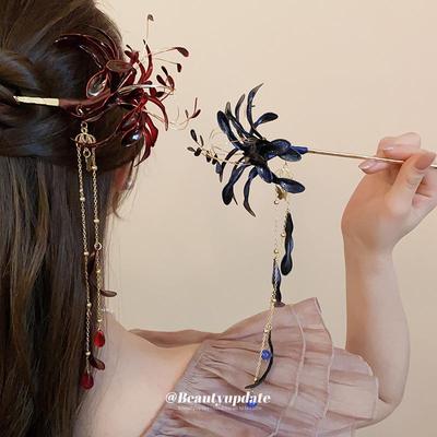 Lycoris Radiata Dripping Oil Tassel Hanfu Hairpin - Chinese Style Fashion Accessory