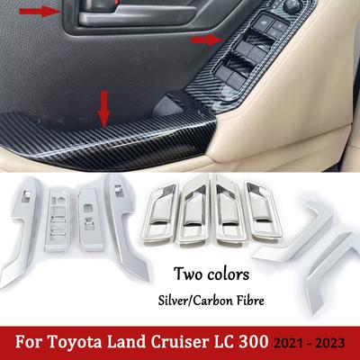Porta Janela Vidro Elevador Interruptor Botão Painel Tampa Maçaneta Da Porta Tigela Para Toyota Land Cruiser LC 300 2022 2023 ABS