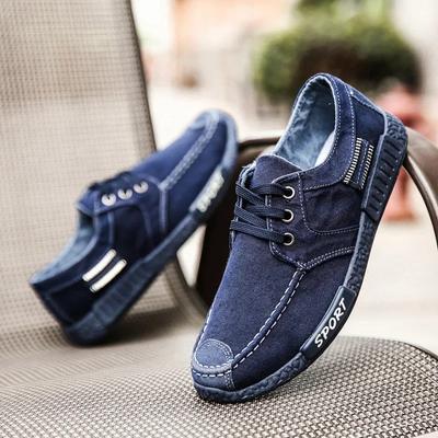 Chaussures en toile tendance pour hommes, chaussures d'été décontractées en denim, baskets vulcanisées pour hommes, mocassins à enfiler, mocassins de conduite