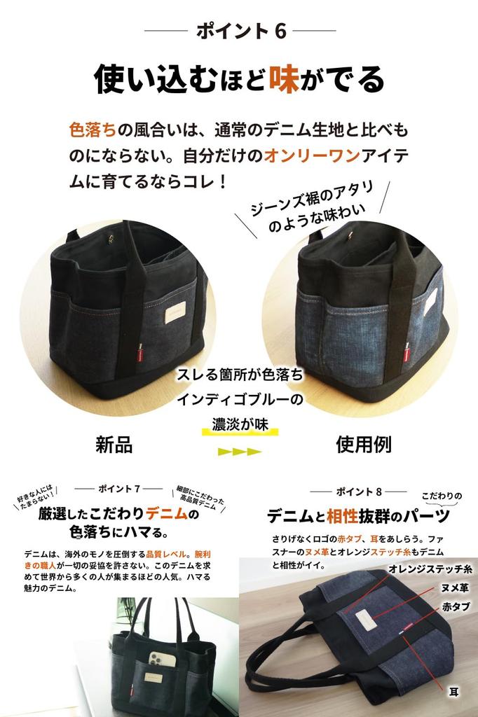 [Netwerk Vereist] Japan's trotse denim tote tas, mini tote tas voor vrouwen en mannen, canvas, 3 vakken, zelfstaand, luiertas, lunchtas