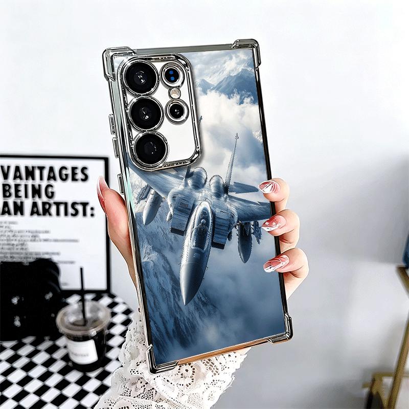 Aircraft Helicopter Formation Plating Phone Case For Samsung Galaxy S24 S25 FE S26 Edge S23 Ultra S22 S21 Plus S20 Anti-Fall Air