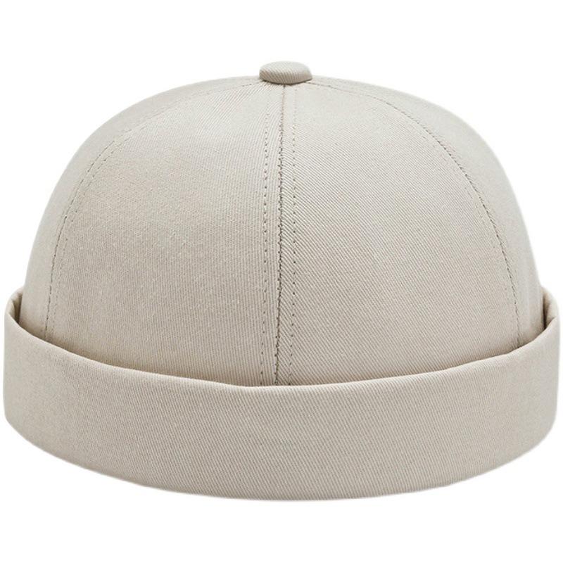Hip-hop hats for men and women, breathable fashion cotton yuppie landlord solid color street beanless melon fur hat